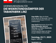 Gedenkkundgebung für die Widerstandskämpfer der Tabakfabrik Linz