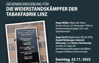 Gedenkkundgebung für die Widerstandskämpfer der Tabakfabrik Linz