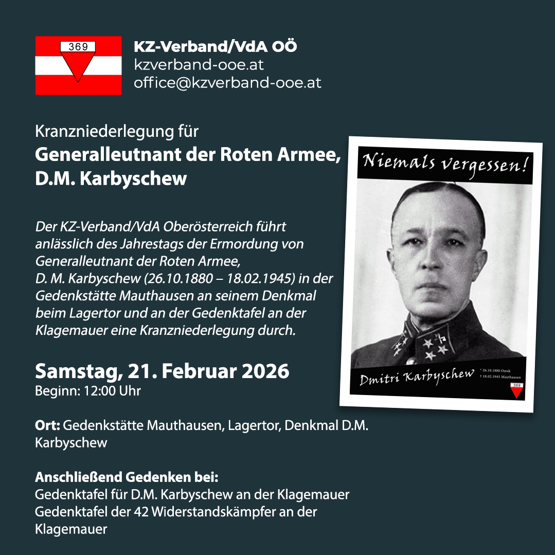 Gedenkkundgebung für D.M. Karbyschew am 21.02.2026 in der Gedenkstätte Mauthausen
